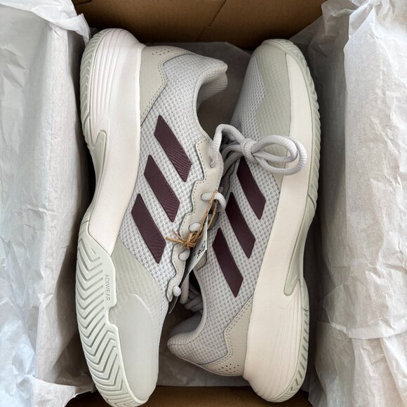 NIB | Adidas Gamecourt 2.0 One Aurora Met Core White Tennis Shoes Size 7.5 - Picture 2 of 7